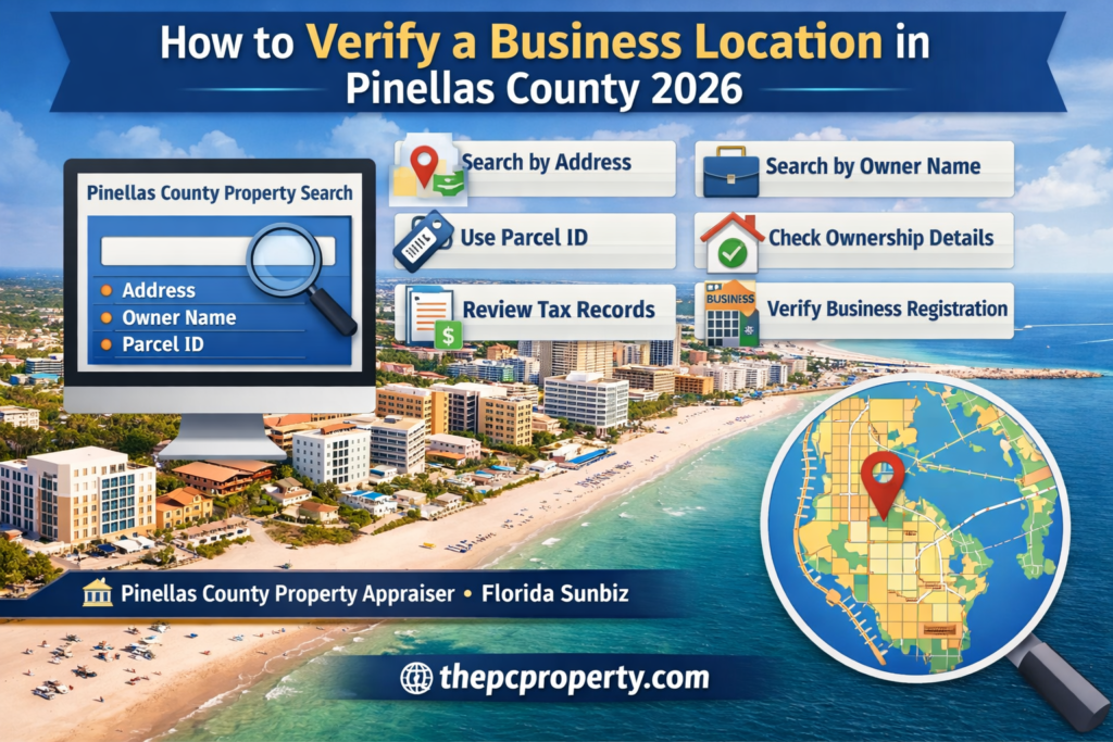 Verifying a business location in Pinellas County 2026 for license compliance.